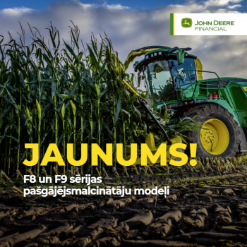John Deere laiž klajā jaunos F8 un F9 sērijas pašgājējsmalcinātāju modeļus